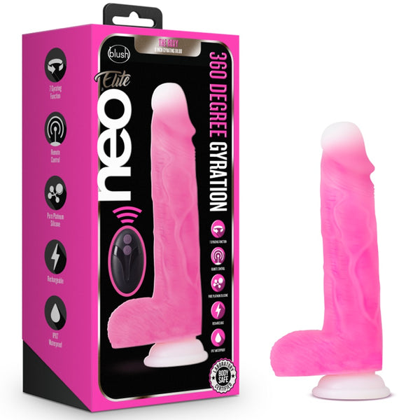 Blush Novelties Neo Elite Roxy 8" Remote Control Rechargeable Silicone Gyrating Dildo - Pink - Extreme Toyz Singapore - https://extremetoyz.com.sg - Sex Toys and Lingerie Online Store - Bondage Gear / Vibrators / Electrosex Toys / Wireless Remote Control Vibes / Sexy Lingerie and Role Play / BDSM / Dungeon Furnitures / Dildos and Strap Ons &nbsp;/ Anal and Prostate Massagers / Anal Douche and Cleaning Aide / Delay Sprays and Gels / Lubricants and more...