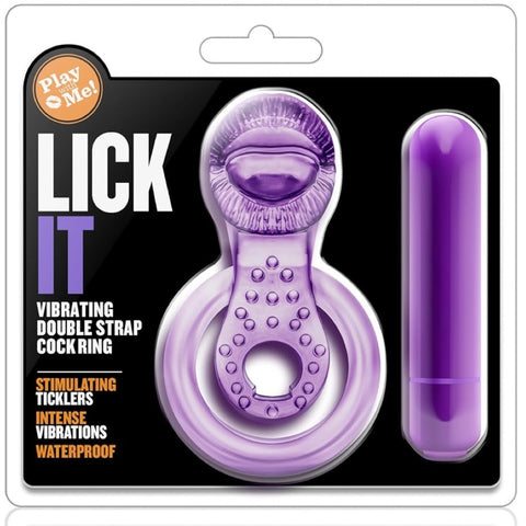 Play With Me Lick It Vibrating Double Strap Cock Ring