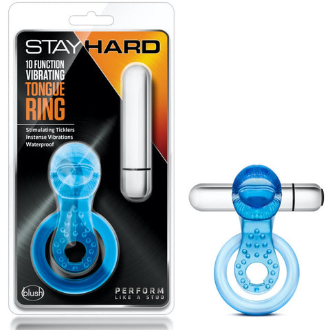 Blush Novelties Stay Hard 10 Function Vibrating Tongue Ring - Blue - Extreme Toyz Singapore - https://extremetoyz.com.sg - Sex Toys and Lingerie Online Store - Bondage Gear / Vibrators / Electrosex Toys / Wireless Remote Control Vibes / Sexy Lingerie and Role Play / BDSM / Dungeon Furnitures / Dildos and Strap Ons &nbsp;/ Anal and Prostate Massagers / Anal Douche and Cleaning Aide / Delay Sprays and Gels / Lubricants and more...
