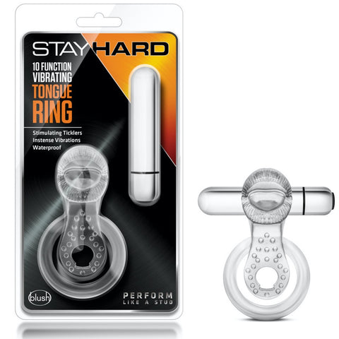 Blush Novelties Stay Hard 10 Function Vibrating Tongue Ring - Clear - Extreme Toyz Singapore - https://extremetoyz.com.sg - Sex Toys and Lingerie Online Store - Bondage Gear / Vibrators / Electrosex Toys / Wireless Remote Control Vibes / Sexy Lingerie and Role Play / BDSM / Dungeon Furnitures / Dildos and Strap Ons &nbsp;/ Anal and Prostate Massagers / Anal Douche and Cleaning Aide / Delay Sprays and Gels / Lubricants and more...