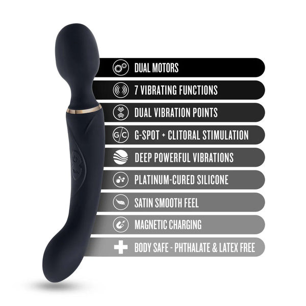 Lush Gia 7 Function 2-In-1 Dual Motor Rechargeable Vibrating Massage Wand