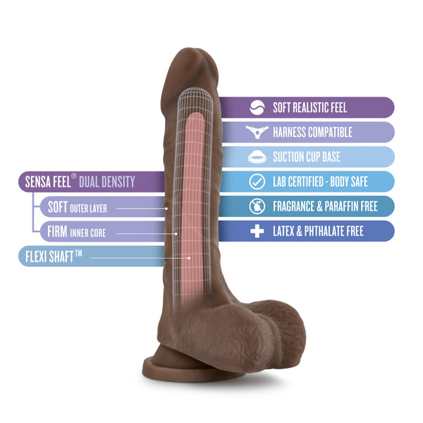 Blush Novelties Au Naturel Mister Perfect 8.5" Dual Density Dildo - Chocolate - Extreme Toyz Singapore - https://extremetoyz.com.sg - Sex Toys and Lingerie Online Store - Bondage Gear / Vibrators / Electrosex Toys / Wireless Remote Control Vibes / Sexy Lingerie and Role Play / BDSM / Dungeon Furnitures / Dildos and Strap Ons &nbsp;/ Anal and Prostate Massagers / Anal Douche and Cleaning Aide / Delay Sprays and Gels / Lubricants and more...
