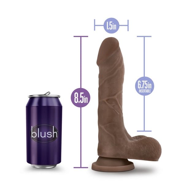 Blush Novelties Au Naturel Mister Perfect 8.5" Dual Density Dildo - Chocolate - Extreme Toyz Singapore - https://extremetoyz.com.sg - Sex Toys and Lingerie Online Store - Bondage Gear / Vibrators / Electrosex Toys / Wireless Remote Control Vibes / Sexy Lingerie and Role Play / BDSM / Dungeon Furnitures / Dildos and Strap Ons &nbsp;/ Anal and Prostate Massagers / Anal Douche and Cleaning Aide / Delay Sprays and Gels / Lubricants and more...