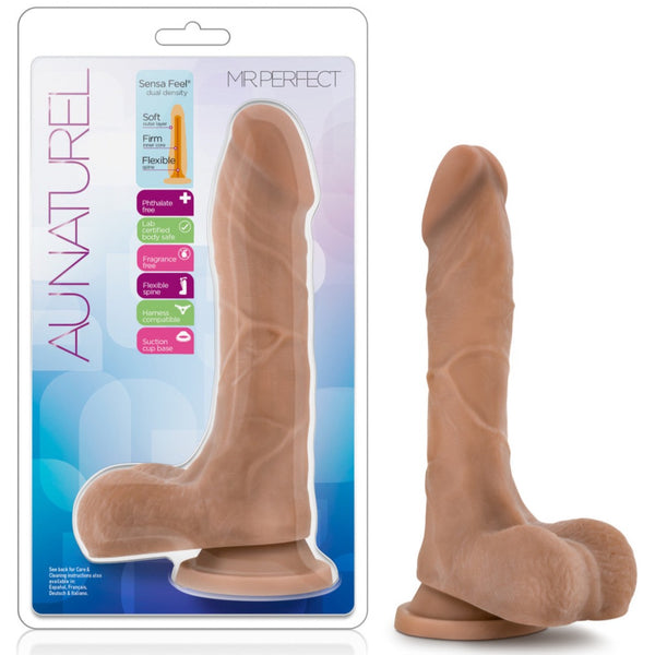 Blush Novelties Au Naturel Mister Perfect 8.5" Dual Density Dildo - Mocha - Extreme Toyz Singapore - https://extremetoyz.com.sg - Sex Toys and Lingerie Online Store - Bondage Gear / Vibrators / Electrosex Toys / Wireless Remote Control Vibes / Sexy Lingerie and Role Play / BDSM / Dungeon Furnitures / Dildos and Strap Ons &nbsp;/ Anal and Prostate Massagers / Anal Douche and Cleaning Aide / Delay Sprays and Gels / Lubricants and more...