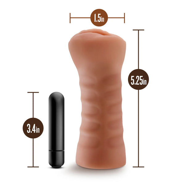 M for Men Sofia Realistic Vibrating Pussy Stroker - Mocha
