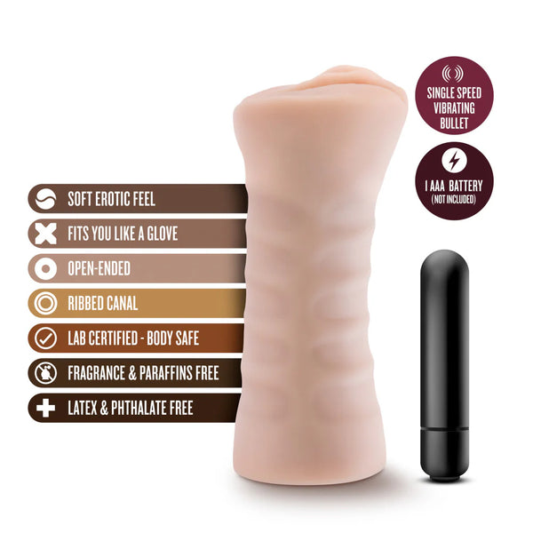 M for Men Rain Realistic Vibrating Pussy Stroker - Vanilla