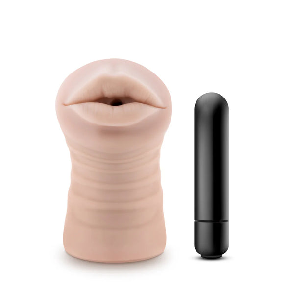 M for Men Skye Realistic Vibrating Mouth Stroker - Vanilla