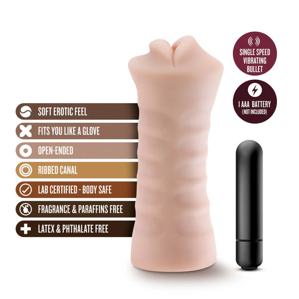 M for Men Skye Realistic Vibrating Mouth Stroker - Vanilla
