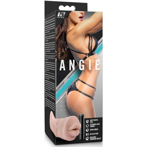 M for Men Angie Realistic Vibrating Mouth Stroker - Vanilla