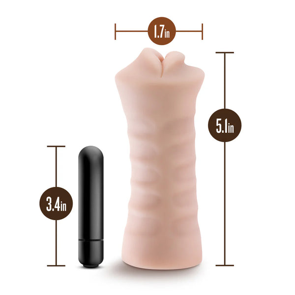 M for Men Angie Realistic Vibrating Mouth Stroker - Vanilla