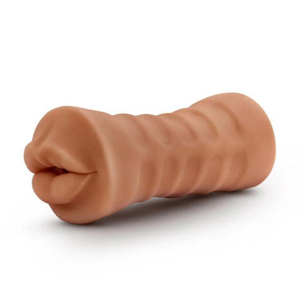 M for Men Isabella Realistic Vibrating Mouth Stroker - Mocha