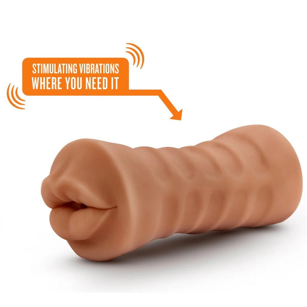 M for Men Isabella Realistic Vibrating Mouth Stroker - Mocha