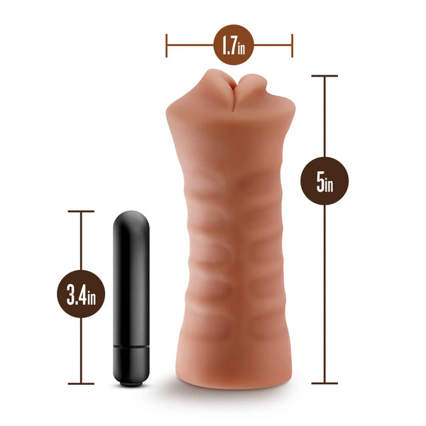 M for Men Isabella Realistic Vibrating Mouth Stroker - Mocha