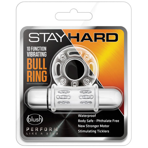 Stay Hard 10 Function Vibrating Bull Ring - Clear