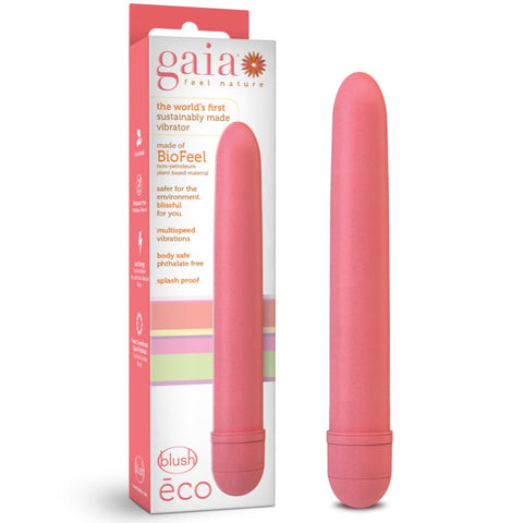 Blush Novelties Gaia Eco Plant-Based Slim Vibrator - Coral - Extreme Toyz Singapore - https://extremetoyz.com.sg - Sex Toys and Lingerie Online Store - Bondage Gear / Vibrators / Electrosex Toys / Wireless Remote Control Vibes / Sexy Lingerie and Role Play / BDSM / Dungeon Furnitures / Dildos and Strap Ons &nbsp;/ Anal and Prostate Massagers / Anal Douche and Cleaning Aide / Delay Sprays and Gels / Lubricants and more...