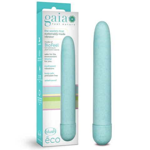 Blush Novelties Gaia Eco Plant-Based Slim Vibrator - Aqua - Extreme Toyz Singapore - https://extremetoyz.com.sg - Sex Toys and Lingerie Online Store - Bondage Gear / Vibrators / Electrosex Toys / Wireless Remote Control Vibes / Sexy Lingerie and Role Play / BDSM / Dungeon Furnitures / Dildos and Strap Ons &nbsp;/ Anal and Prostate Massagers / Anal Douche and Cleaning Aide / Delay Sprays and Gels / Lubricants and more...