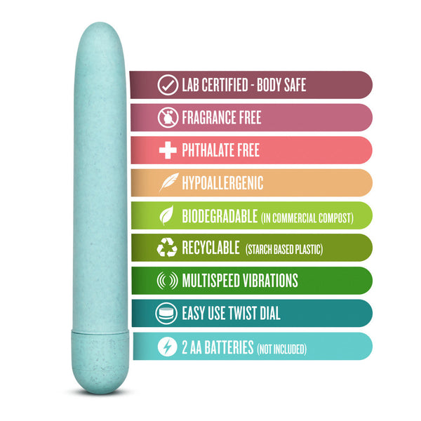 Blush Novelties Gaia Eco Plant-Based Slim Vibrator - Aqua - Extreme Toyz Singapore - https://extremetoyz.com.sg - Sex Toys and Lingerie Online Store - Bondage Gear / Vibrators / Electrosex Toys / Wireless Remote Control Vibes / Sexy Lingerie and Role Play / BDSM / Dungeon Furnitures / Dildos and Strap Ons &nbsp;/ Anal and Prostate Massagers / Anal Douche and Cleaning Aide / Delay Sprays and Gels / Lubricants and more...