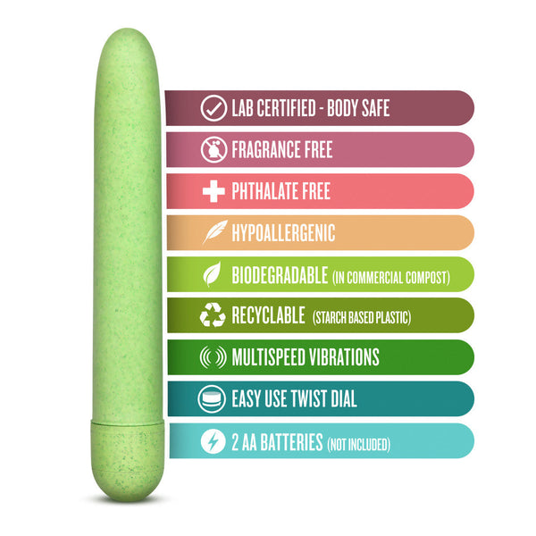 Blush Novelties Gaia Eco Rechargeable Plant-Based Slim Vibrator - Green - Extreme Toyz Singapore - https://extremetoyz.com.sg - Sex Toys and Lingerie Online Store - Bondage Gear / Vibrators / Electrosex Toys / Wireless Remote Control Vibes / Sexy Lingerie and Role Play / BDSM / Dungeon Furnitures / Dildos and Strap Ons &nbsp;/ Anal and Prostate Massagers / Anal Douche and Cleaning Aide / Delay Sprays and Gels / Lubricants and more...