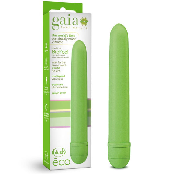 Blush Novelties Gaia Eco Rechargeable Plant-Based Slim Vibrator - Green - Extreme Toyz Singapore - https://extremetoyz.com.sg - Sex Toys and Lingerie Online Store - Bondage Gear / Vibrators / Electrosex Toys / Wireless Remote Control Vibes / Sexy Lingerie and Role Play / BDSM / Dungeon Furnitures / Dildos and Strap Ons &nbsp;/ Anal and Prostate Massagers / Anal Douche and Cleaning Aide / Delay Sprays and Gels / Lubricants and more...