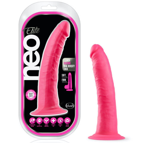 Blush Novelties Neo Elite 7.5" Silicone Dual Density Cock - Neon Pink - Extreme Toyz Singapore - https://extremetoyz.com.sg - Sex Toys and Lingerie Online Store - Bondage Gear / Vibrators / Electrosex Toys / Wireless Remote Control Vibes / Sexy Lingerie and Role Play / BDSM / Dungeon Furnitures / Dildos and Strap Ons &nbsp;/ Anal and Prostate Massagers / Anal Douche and Cleaning Aide / Delay Sprays and Gels / Lubricants and more...