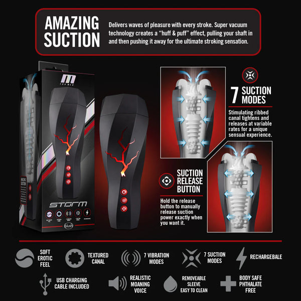 M For Men Storm Vibrating & Auto Milking Masturbator with Ear Phones for Realistic Moans