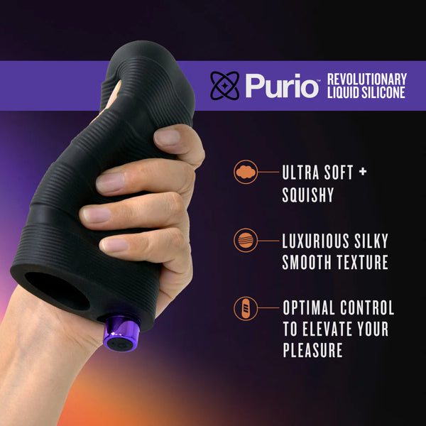 M Elite Platinum Strok Vibrating Purio™ Ultra Soft Liquid Silicone Rechargeable Masturbator