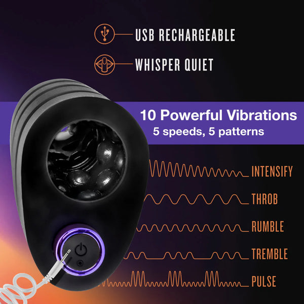 M Elite Platinum Strok Vibrating Purio™ Ultra Soft Liquid Silicone Rechargeable Masturbator