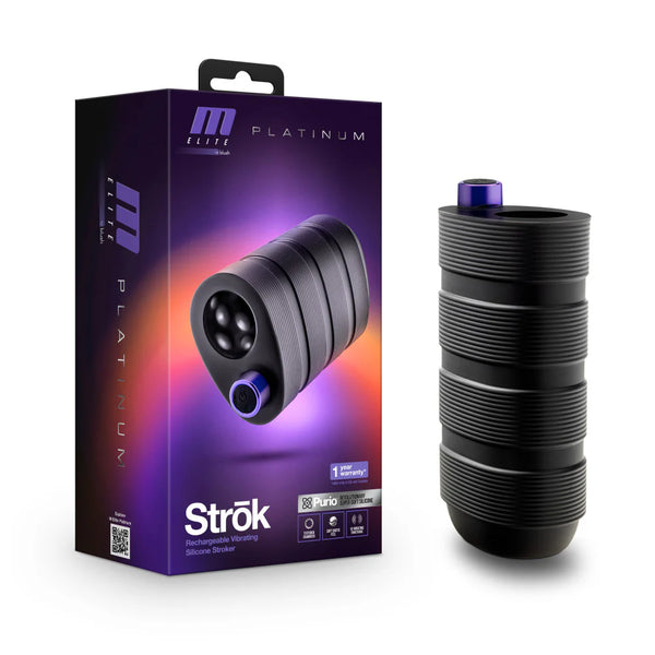 M Elite Platinum Strok Vibrating Purio™ Ultra Soft Liquid Silicone Rechargeable Masturbator