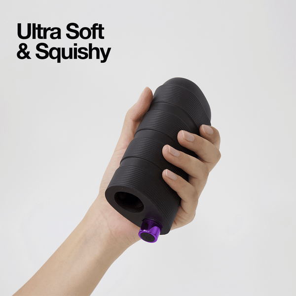 M Elite Platinum Strok Vibrating Purio™ Ultra Soft Liquid Silicone Rechargeable Masturbator