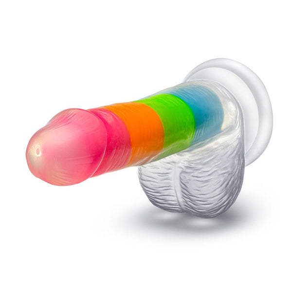 Neo Elite 6.5" Rainbow Rave Glow-in-the-Dark Silicone Dual Density Dildo