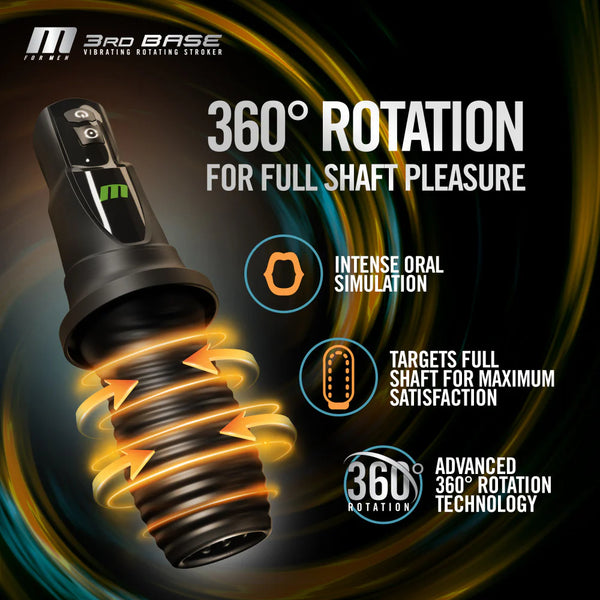 M For Men 3rd Base 360° Rotating & Vibrating Automatic Oral Masturbator