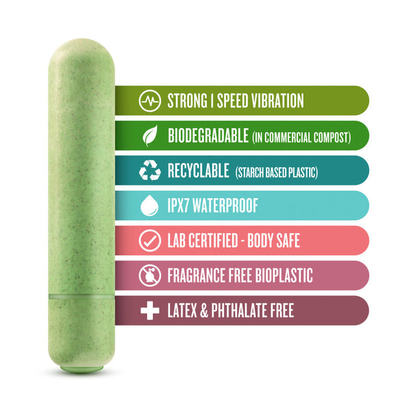 Blush Novelties Gaia Eco Plant-Based Bullet Vibrator - Green - Extreme Toyz Singapore - https://extremetoyz.com.sg - Sex Toys and Lingerie Online Store - Bondage Gear / Vibrators / Electrosex Toys / Wireless Remote Control Vibes / Sexy Lingerie and Role Play / BDSM / Dungeon Furnitures / Dildos and Strap Ons &nbsp;/ Anal and Prostate Massagers / Anal Douche and Cleaning Aide / Delay Sprays and Gels / Lubricants and more...