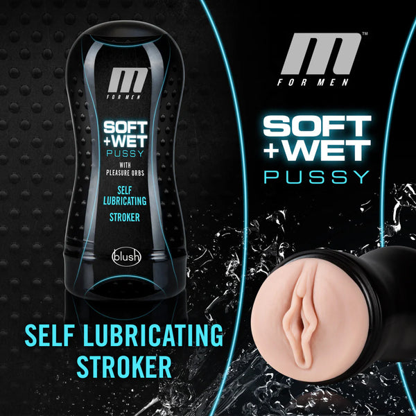 M for Men Soft & Wet Self-Lubricating Pussy with Pleasure Orbs Stroker