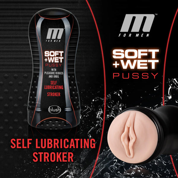 M for Men Soft & Wet Self-Lubricating Pussy with Pleasure Ridges & Orbs Stroker