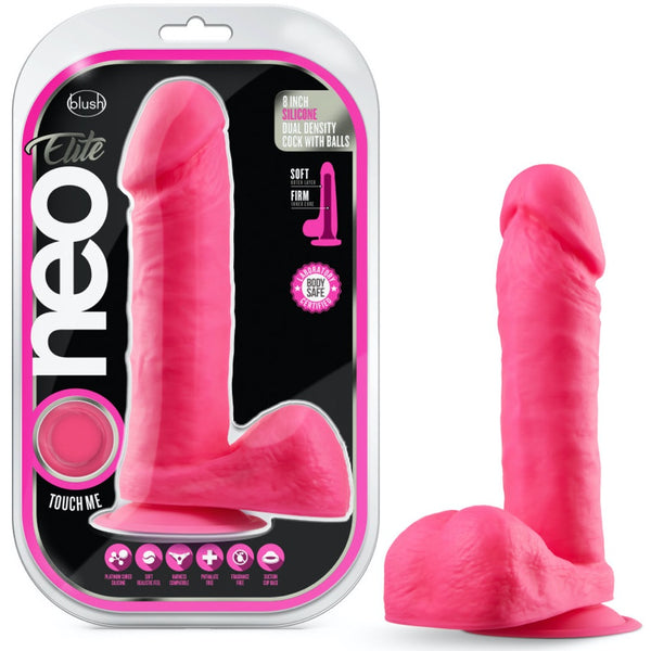 Blush Novelties Neo Elite 8" Silicone Dual Density Cock - Neon Pink - Extreme Toyz Singapore - https://extremetoyz.com.sg - Sex Toys and Lingerie Online Store - Bondage Gear / Vibrators / Electrosex Toys / Wireless Remote Control Vibes / Sexy Lingerie and Role Play / BDSM / Dungeon Furnitures / Dildos and Strap Ons &nbsp;/ Anal and Prostate Massagers / Anal Douche and Cleaning Aide / Delay Sprays and Gels / Lubricants and more...