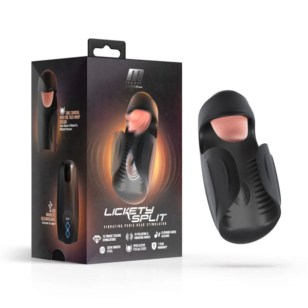 M For Men Lickety Split Vibrating Automatic Male Masturbator with Tongue Licking Oral Stimulator
