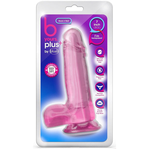 B Yours Plus 7" Rock N' Roll  Dildo with Balls - Pink