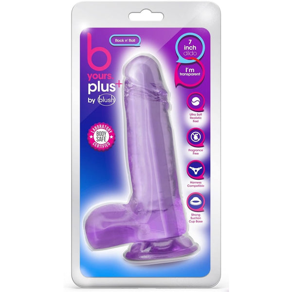 B Yours Plus 7" Rock N' Roll  Dildo with Balls - Purple