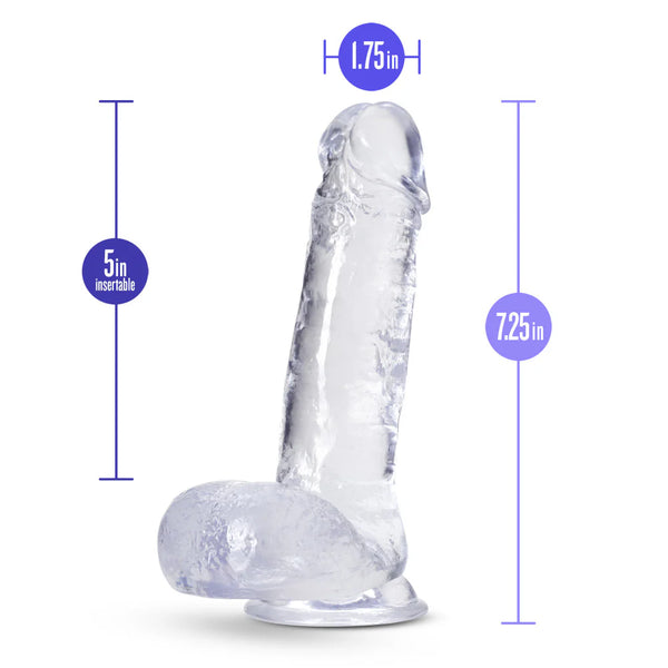 B Yours Plus 7" Rock N' Roll Dildo with Balls - Clear