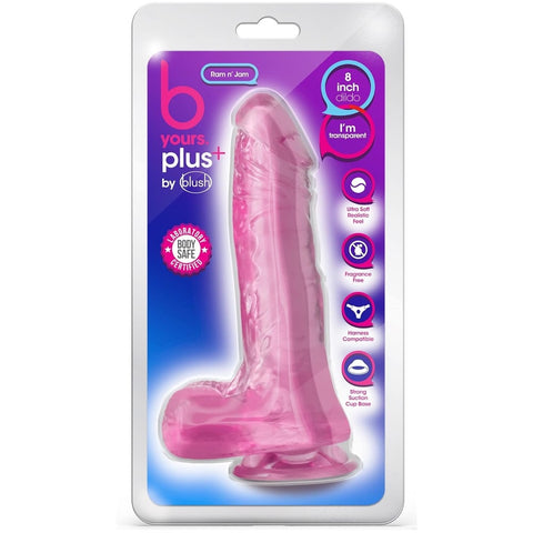 B Yours Plus 8" Ram N’ Jam Dildo with Balls - Pink