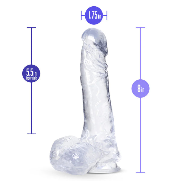 B Yours Plus 8" Ram N’ Jam Dildo with Balls - Clear