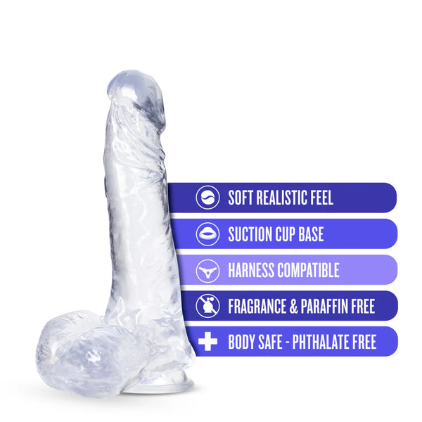 B Yours Plus 8" Ram N’ Jam Dildo with Balls - Clear
