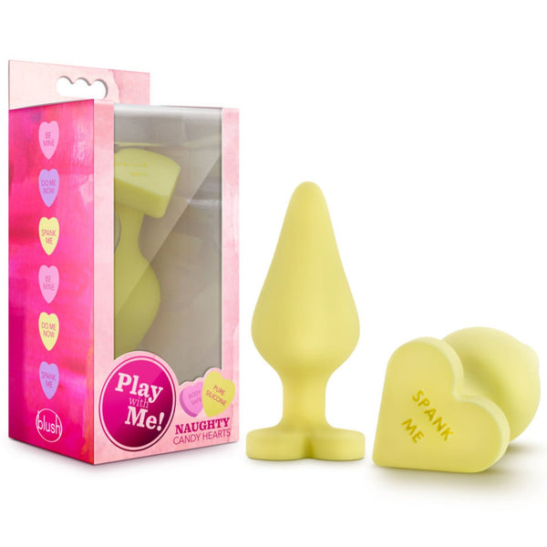 Blush Novelties Play with Me Naughty Candy Heart Spank Me Silicone Plug - Yellow - Extreme Toyz Singapore - https://extremetoyz.com.sg - Sex Toys and Lingerie Online Store - Bondage Gear / Vibrators / Electrosex Toys / Wireless Remote Control Vibes / Sexy Lingerie and Role Play / BDSM / Dungeon Furnitures / Dildos and Strap Ons &nbsp;/ Anal and Prostate Massagers / Anal Douche and Cleaning Aide / Delay Sprays and Gels / Lubricants and more...