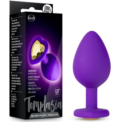 Blush Novelties Temptasia Purple Bling Silicone Plug - Medium - Extreme Toyz Singapore - https://extremetoyz.com.sg - Sex Toys and Lingerie Online Store - Bondage Gear / Vibrators / Electrosex Toys / Wireless Remote Control Vibes / Sexy Lingerie and Role Play / BDSM / Dungeon Furnitures / Dildos and Strap Ons &nbsp;/ Anal and Prostate Massagers / Anal Douche and Cleaning Aide / Delay Sprays and Gels / Lubricants and more...