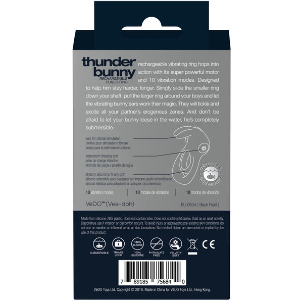 Thunder Bunny Rechargeable Vibrating C-Ring - Black