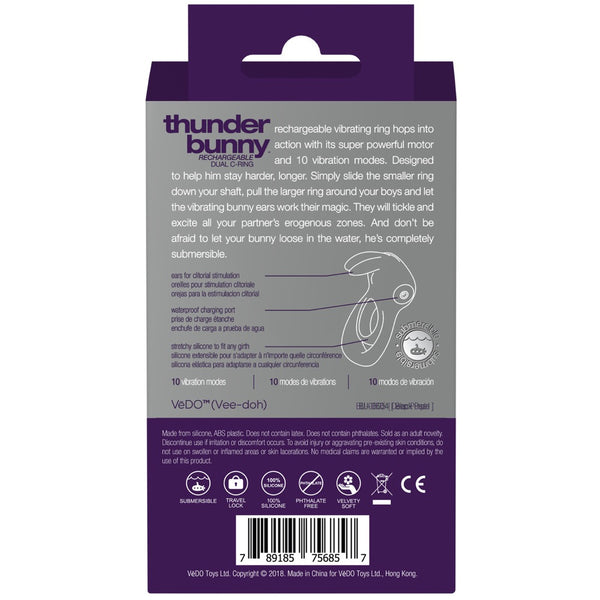 Thunder Bunny Rechargeable Vibrating C-Ring - Purple