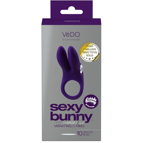 Sexy Bunny Rechargeable Vibrating C-Ring - Purple