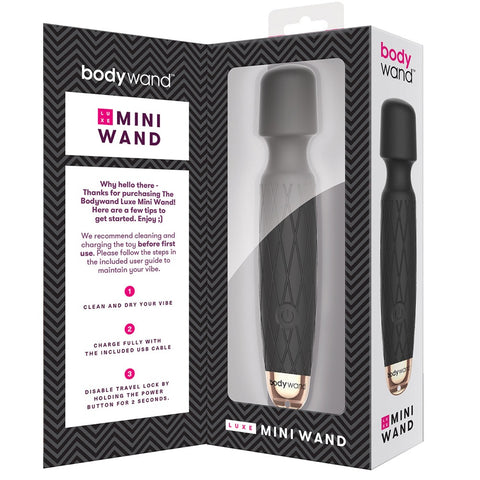 Bodywand Luxe Mini Wand Rechargeable Massager - Black - Extreme Toyz Singapore - https://extremetoyz.com.sg - Sex Toys and Lingerie Online Store - Bondage Gear / Vibrators / Electrosex Toys / Wireless Remote Control Vibes / Sexy Lingerie and Role Play / BDSM / Dungeon Furnitures / Dildos and Strap Ons &nbsp;/ Anal and Prostate Massagers / Anal Douche and Cleaning Aide / Delay Sprays and Gels / Lubricants and more...