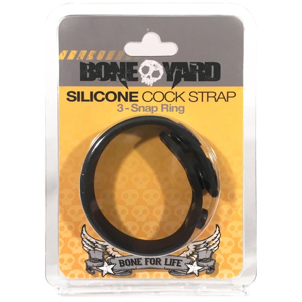 Boneyard 3-Snap Ring Silicone Cock Strap - Black - Extreme Toyz Singapore - https://extremetoyz.com.sg - Sex Toys and Lingerie Online Store - Bondage Gear / Vibrators / Electrosex Toys / Wireless Remote Control Vibes / Sexy Lingerie and Role Play / BDSM / Dungeon Furnitures / Dildos and Strap Ons &nbsp;/ Anal and Prostate Massagers / Anal Douche and Cleaning Aide / Delay Sprays and Gels / Lubricants and more...