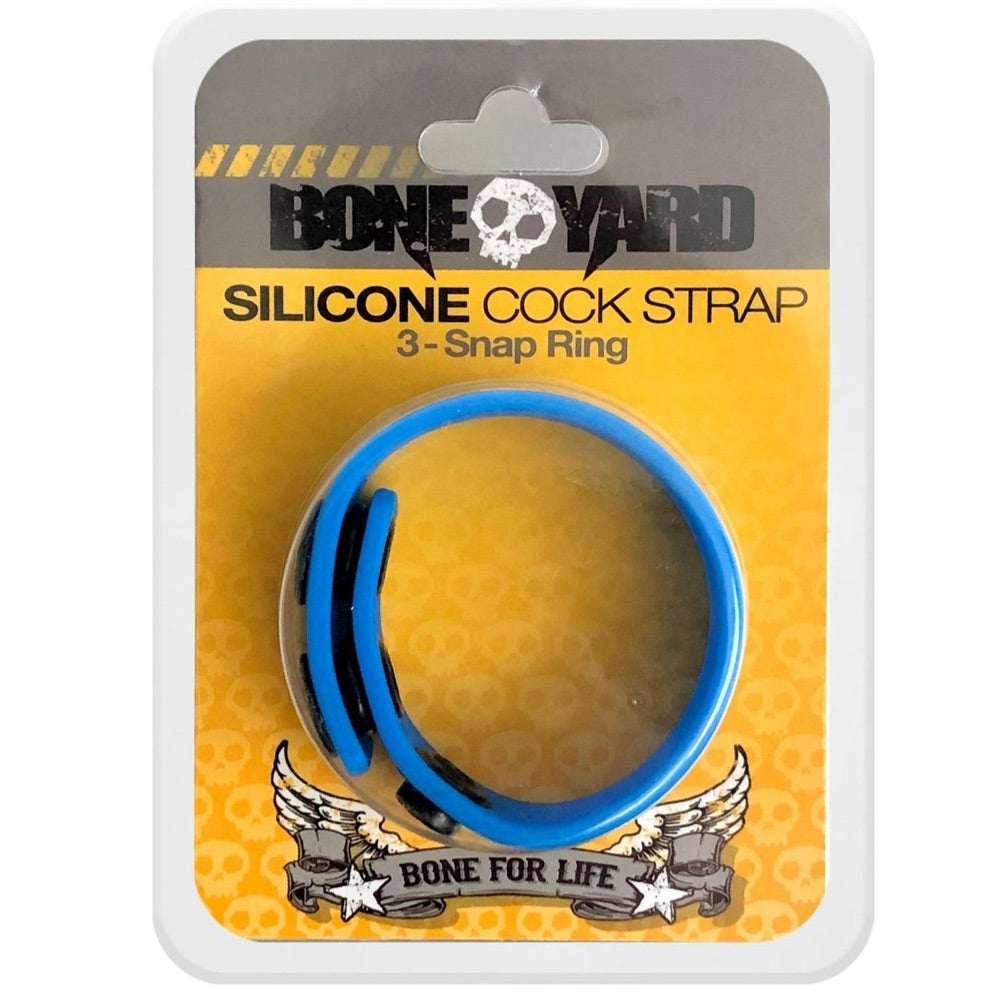 Boneyard 3-Snap Ring Silicone Cock Strap - Blue - Extreme Toyz Singapore - https://extremetoyz.com.sg - Sex Toys and Lingerie Online Store - Bondage Gear / Vibrators / Electrosex Toys / Wireless Remote Control Vibes / Sexy Lingerie and Role Play / BDSM / Dungeon Furnitures / Dildos and Strap Ons &nbsp;/ Anal and Prostate Massagers / Anal Douche and Cleaning Aide / Delay Sprays and Gels / Lubricants and more...